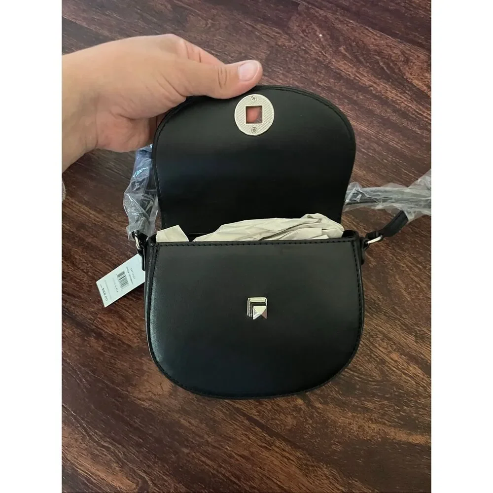 BCBGeneration Amelia Black Faux Leather Saddle Crossbody Bag - NWT